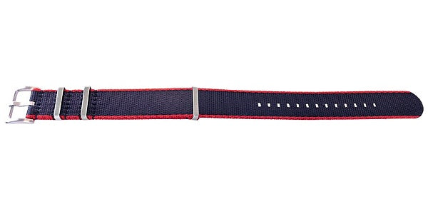Uhrenarmband Willisburg 20mm dunkelblau/rot Textil/Synthetik Durchzugsband im NATO-Style von MEYHOFER