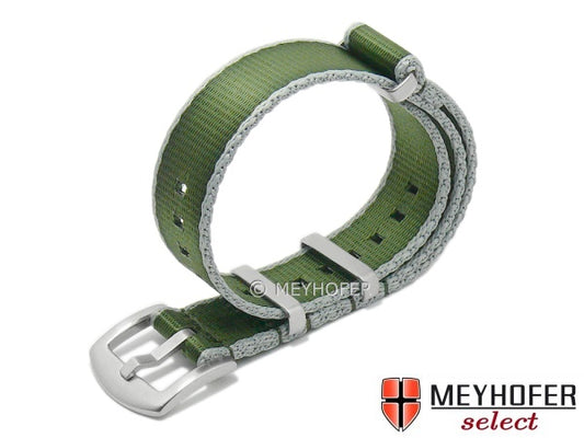 Uhrenarmband Willisburg 20mm oliv/grau Textil/Synthetik Durchzugsband im NATO-Style von MEYHOFER