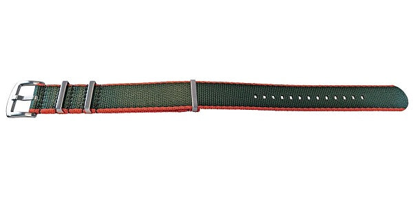 Uhrenarmband Willisburg 20mm oliv/rot Textil/Synthetik Durchzugsband im NATO-Style von MEYHOFER