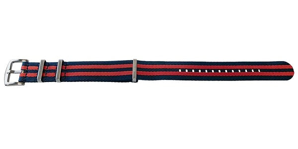 Uhrenarmband Hardinsburg 20mm dunkelblau/rot Textil/Synthetik Durchzugsband im NATO-Style von MEYHOFER
