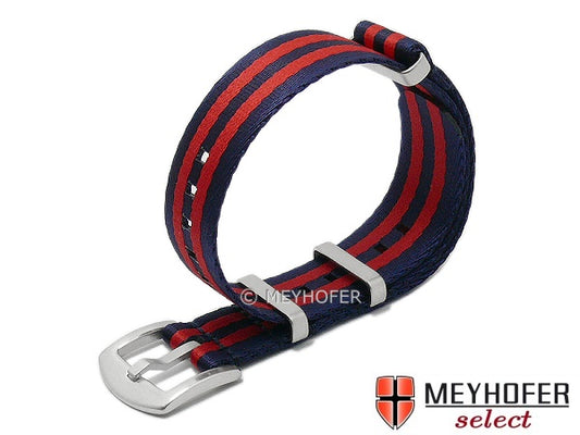 Uhrenarmband Hardinsburg 20mm dunkelblau/rot Textil/Synthetik Durchzugsband im NATO-Style von MEYHOFER