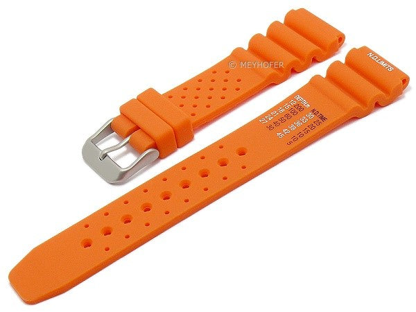 Uhrenarmband Allentown 18mm orange Rubber Taucherband matt von MEYHOFER (Schließenanstoß 18 mm)