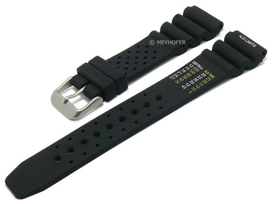 Uhrenarmband Allentown 22mm schwarz Rubber Taucherband matt von MEYHOFER (Schließenanstoß 20 mm)