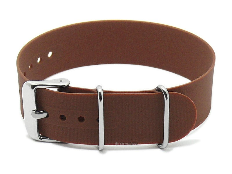 Uhrenarmband Durango 22mm mittelbraun Silikon Durchzugsband im NATO-Style von MEYHOFER