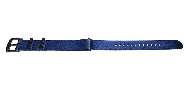 Uhrenarmband Benicia 22mm dunkelblau Textil/Synthetik Durchzugsband im NATO-Style schwarze Breitdornschließe MEYHOFER