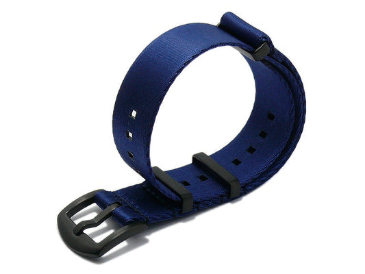 Uhrenarmband Benicia 22mm dunkelblau Textil/Synthetik Durchzugsband im NATO-Style schwarze Breitdornschließe MEYHOFER