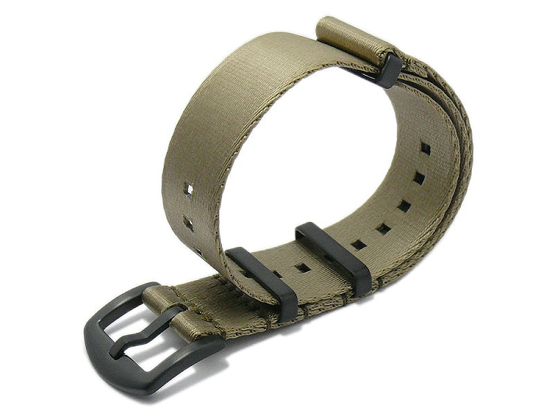 Uhrenarmband Benicia 22mm beige Textil/Synthetik Durchzugsband im NATO-Style schwarze Breitdornschließe von MEYHOFER
