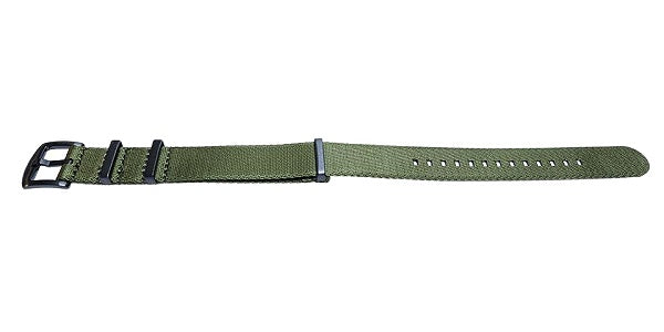 Uhrenarmband Benicia 22mm olivgrün Textil/Synthetik Durchzugsband im NATO-Style schwarze Breitdornschließe MEYHOFER