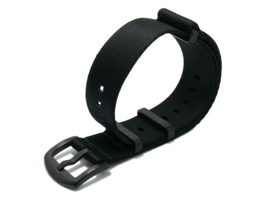 Uhrenarmband Benicia 18mm schwarz Textil/Synthetik Durchzugsband im NATO-Style Breitdornschließe schwarz von MEYHOFER