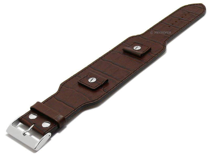 Unterlagen-Uhrenband TOMAR Wechselanstoesse 18-20-22-24mm Leder Alligatorpraegung braun