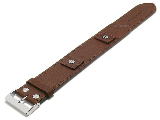 Uhrenarmband Abrantes 18-20-22-24mm Wechselanstoß dunkelbraun Leder genarbt matt Unterlagenband von MEYHOFER