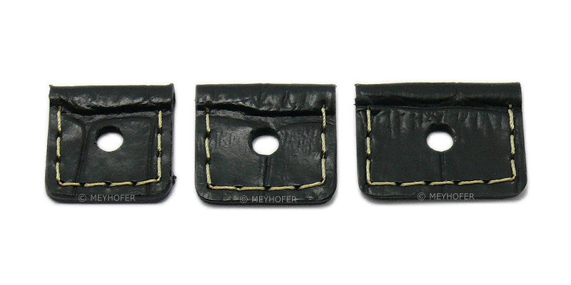Uhrenarmband Almada 18-20-22-24mm Wechselanstoß schwarz echt Leder Alligator-Prägung Unterlagenband helle Kontrastnaht von MEYHOFER
