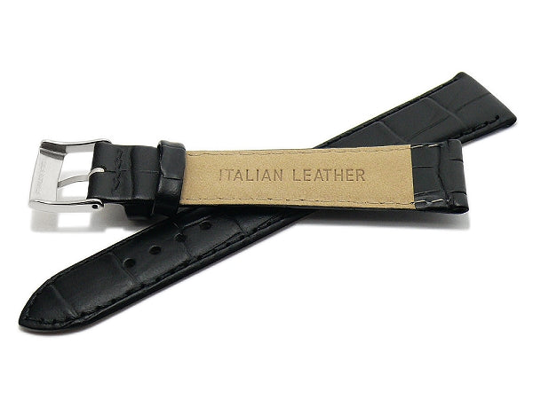 Uhrenarmband Sedona 17mm schwarz echt Leder Alligator-Prägung abgenäht von MEYHOFER (Schließenbreite 14 mm)