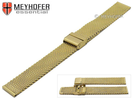 Uhrenarmband XL Hopewell 22mm goldfarben Milanaise mittelschweres Geflecht mit Schiebeverschluß von MEYHOFER