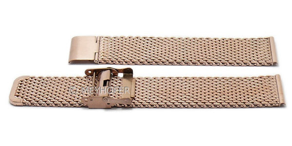 Uhrenarmband XL Hopewell 22mm roségoldfarben Milanaise mittelschweres Geflecht mit Schiebeverschluß von MEYHOFER