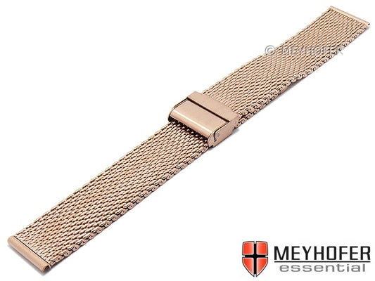 Uhrenarmband XL Hopewell 22mm roségoldfarben Milanaise mittelschweres Geflecht mit Schiebeverschluß von MEYHOFER