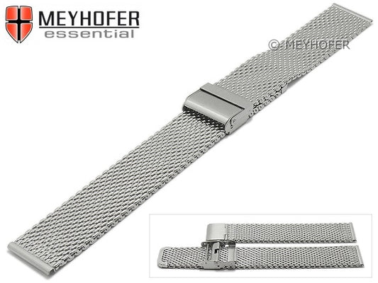 Uhrenarmband XL Hopewell 18mm Milanaise stahlfarben mittelschweres Geflecht mit Schiebeverschluß von MEYHOFER