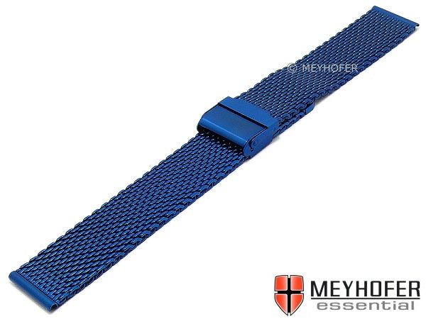 Uhrenarmband Evanston 20mm blau Milanaise mittelschweres Geflecht mit Schiebeverschluß von MEYHOFER