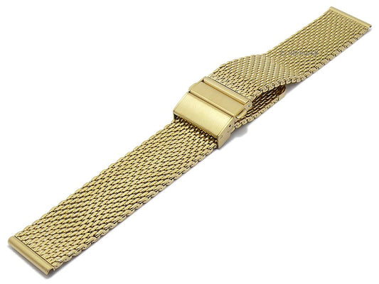 Uhrenarmband Grove 22mm goldfarben Milanaise mittelschweres Geflecht poliert mit Faltschließe von MEYHOFER