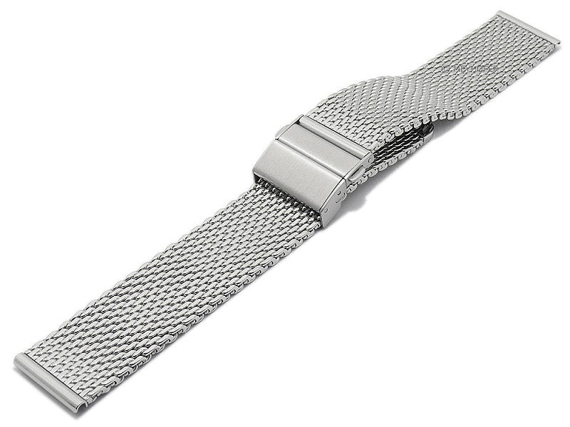 Uhrenarmband Grove 22mm Milanaise mittelschweres Geflecht poliert mit Faltschließe von MEYHOFER