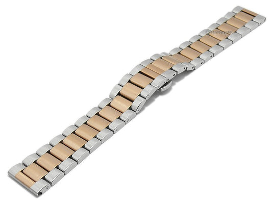 Uhrenarmband Batavia 24mm bicolor stahl/roségolden Edelstahl massiv teilweise poliert Butterfly-Faltschließe von MEYHOFER