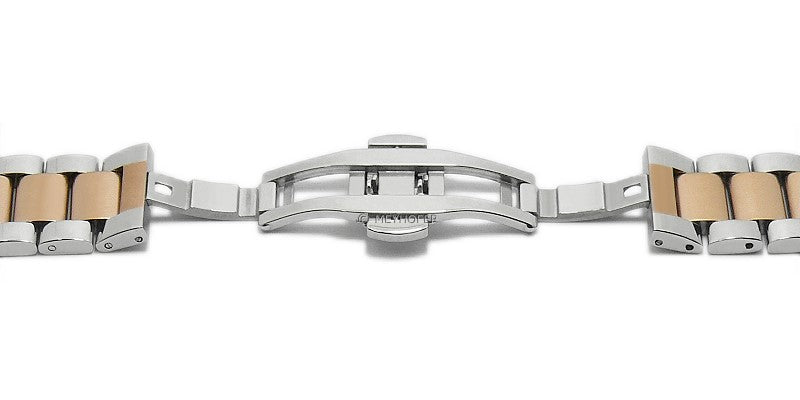 Uhrenarmband Batavia 24mm bicolor stahl/roségolden Edelstahl massiv teilweise poliert Butterfly-Faltschließe von MEYHOFER