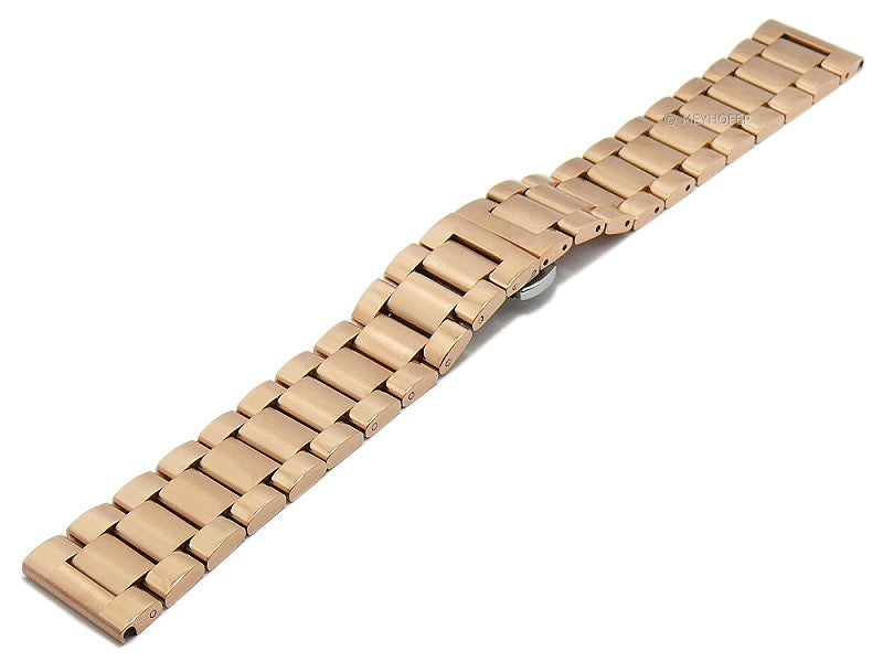 Uhrenarmband Batavia 24mm roségoldfarben Edelstahl massiv teilweise poliert Butterfly-Faltschließe von MEYHOFER