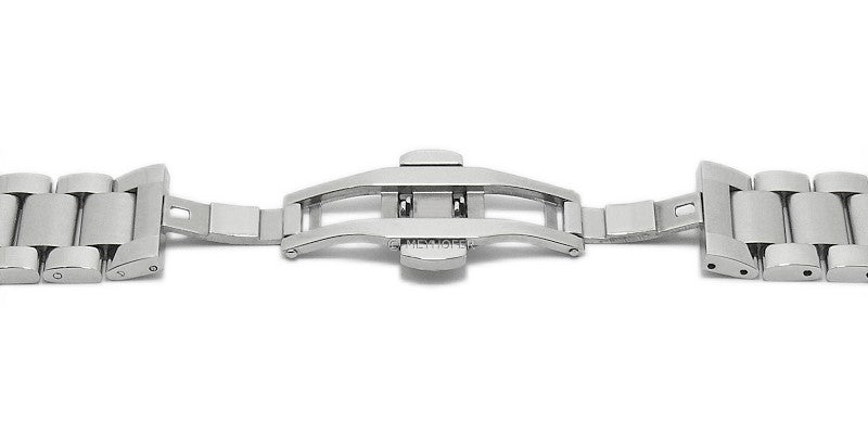 Uhrenarmband Batavia 24mm Edelstahl massiv teilweise poliert Butterfly-Faltschließe von MEYHOFER