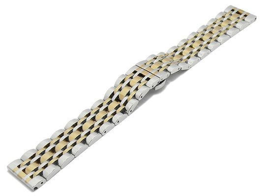 Uhrenarmband Shanghai 20mm bicolor goldfarben/silberfarben Edelstahl massiv poliert Butterfly-Schließe von MEYHOFER