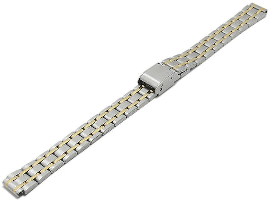 Uhrenarmband Lansing 10mm bicolor Edelstahl gefaltet teilweise poliert mit Schiebeverschluß von MEYHOFER