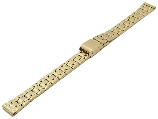 Uhrenarmband Lansing 12mm goldfarben Edelstahl gefaltet teilweise poliert mit Schiebeverschluß von MEYHOFER