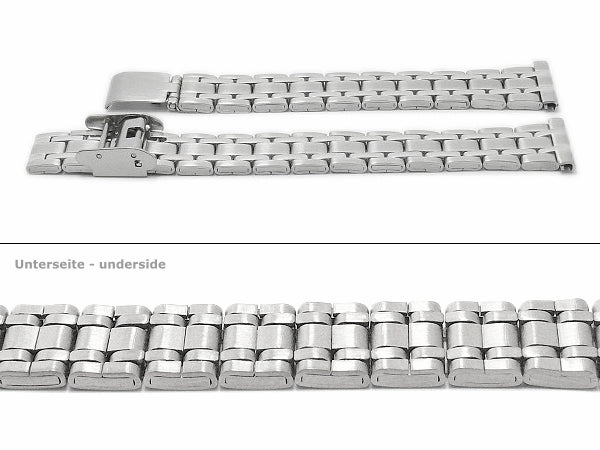 Uhrenarmband Lansing 12mm Edelstahl gefaltet teilweise poliert mit Schiebeverschluß von MEYHOFER