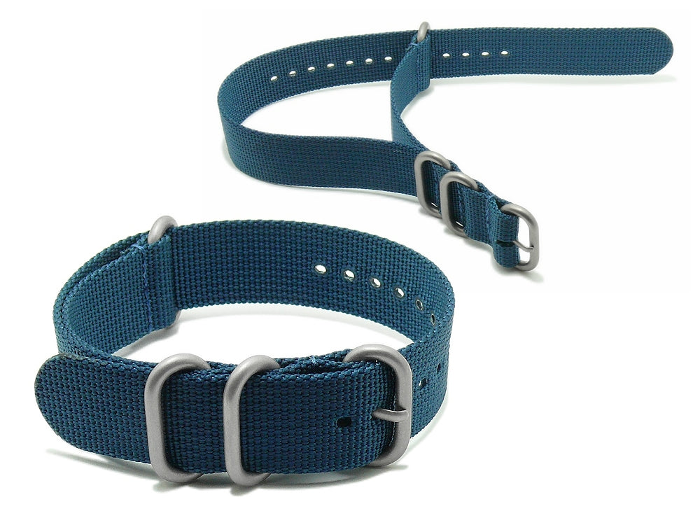 Uhrenarmband Pasadena blau Synthetik/Textil -  Durchzugsbänder im Nato-Zulu-Stil...