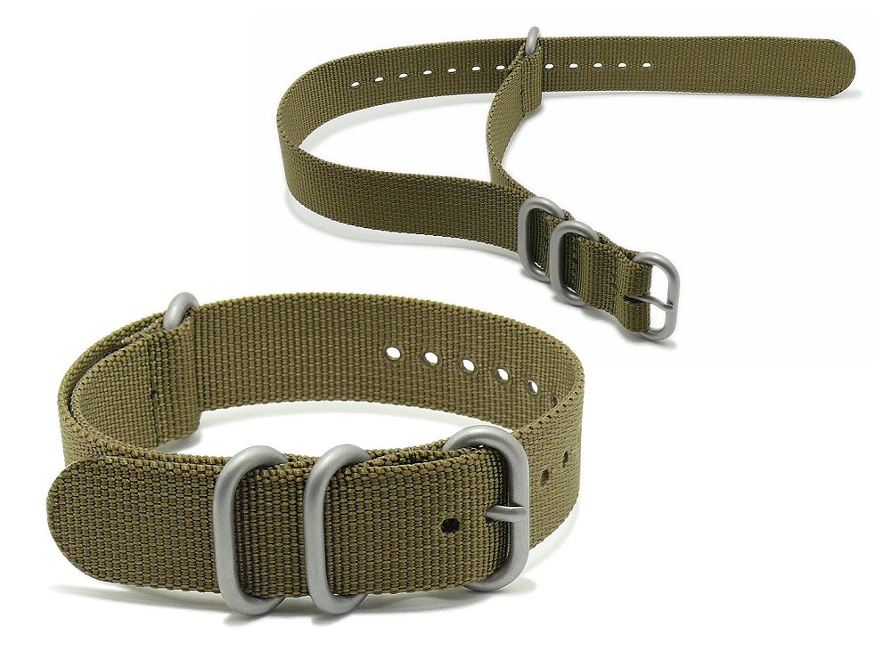 Uhrenarmband Pasadena oliv Synthetik/Textil -  Durchzugsbänder im Nato-Zulu-Stil...