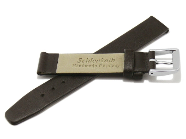 Uhrenarmband Steinfurt 12mm dunkelbraun echt Leder fein genarbt HANDMADE IN GERMANY von MEYHOFER (Schließenbreite 10 mm)
