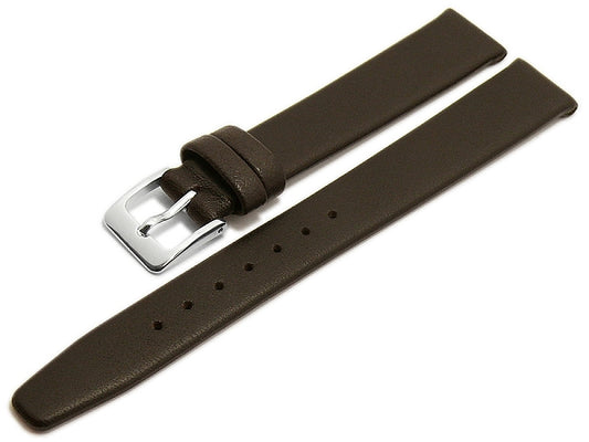 Uhrenarmband Steinfurt 09mm dunkelbraun echt Leder fein genarbt HANDMADE IN GERMANY von MEYHOFER (Schließenbreite 08 mm)