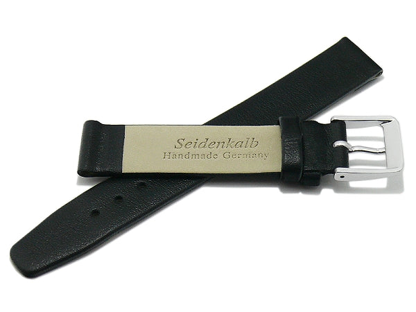 Uhrenarmband Steinfurt 10mm schwarz echt Leder fein genarbt HANDMADE IN GERMANY von MEYHOFER (Schließenbreite 10 mm)