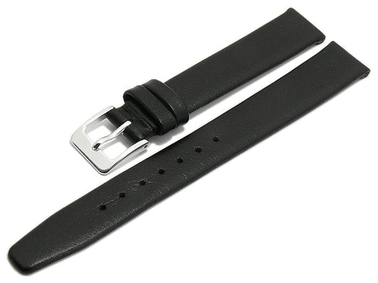 Uhrenarmband Steinfurt 10mm schwarz echt Leder fein genarbt HANDMADE IN GERMANY von MEYHOFER (Schließenbreite 10 mm)
