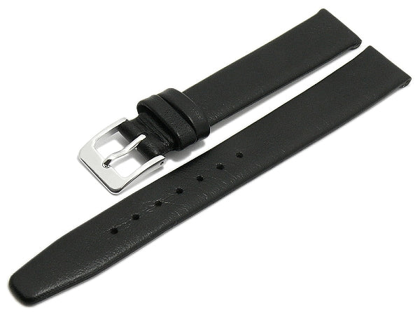 Uhrenarmband Steinfurt 09mm schwarz echt Leder fein genarbt HANDMADE IN GERMANY von MEYHOFER (Schließenbreite 08 mm)