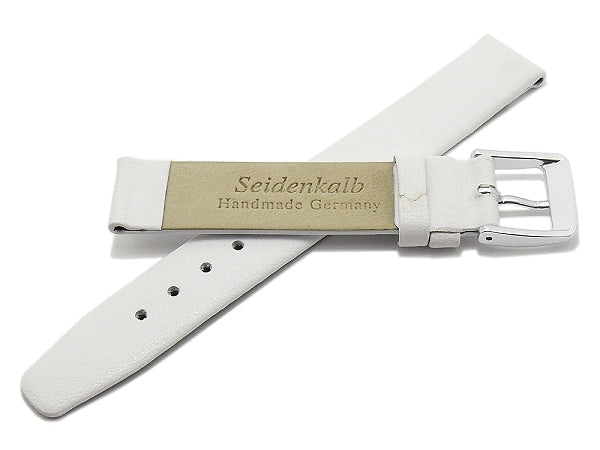 Uhrenarmband Steinfurt 08mm weiß echt Leder fein genarbt HANDMADE IN GERMANY von MEYHOFER (Schließenbreite 08 mm)