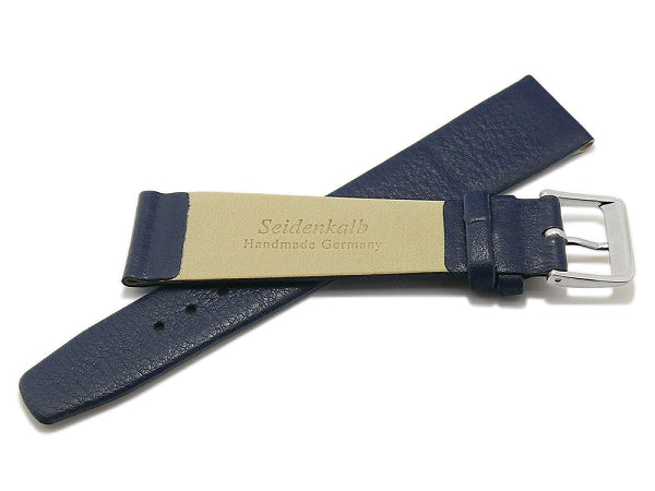 Uhrenarmband Steinfurt 16mm dunkelblau echt Leder fein genarbt HANDMADE IN GERMANY von MEYHOFER (Schließenbreite 14 mm)