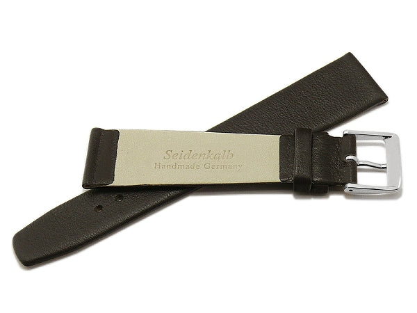 Uhrenarmband Steinfurt 19mm dunkelbraun echt Leder fein genarbt HANDMADE IN GERMANY von MEYHOFER (Schließenbreite 16 mm)