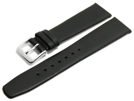 Uhrenarmband Steinfurt 18mm schwarz echt Leder fein genarbt HANDMADE IN GERMANY von MEYHOFER (Schließenbreite 16 mm)