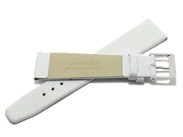 Uhrenarmband Steinfurt 17mm weiß echt Leder fein genarbt HANDMADE IN GERMANY von MEYHOFER (Schließenbreite 16 mm)