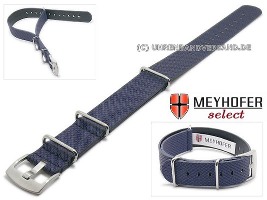 Uhrenarmband Ciano 22mm dunkelblau Synthetik Textillook NATO-Durchzugsband von Meyhofer