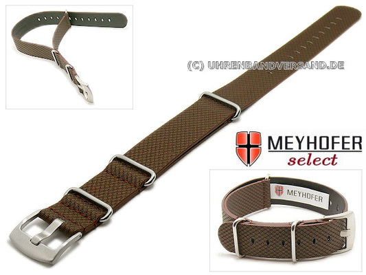 Uhrenarmband Ciano 22mm dunkelbraun Synthetik Textillook NATO-Durchzugsband von Meyhofer