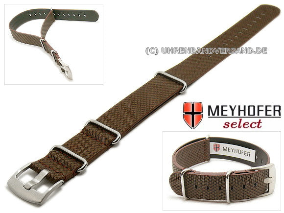 Uhrenarmband Ciano 20mm dunkelbraun Synthetik Textillook NATO-Durchzugsband von Meyhofer