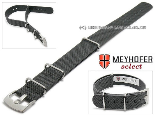 Uhrenarmband Ciano 20mm schwarz Synthetik Textillook NATO-Durchzugsband von Meyhofer