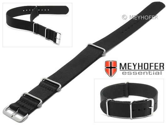 Uhrenarmband Garland 20mm schwarz Textil Durchzugsband im NATO-Style von MEYHOFER