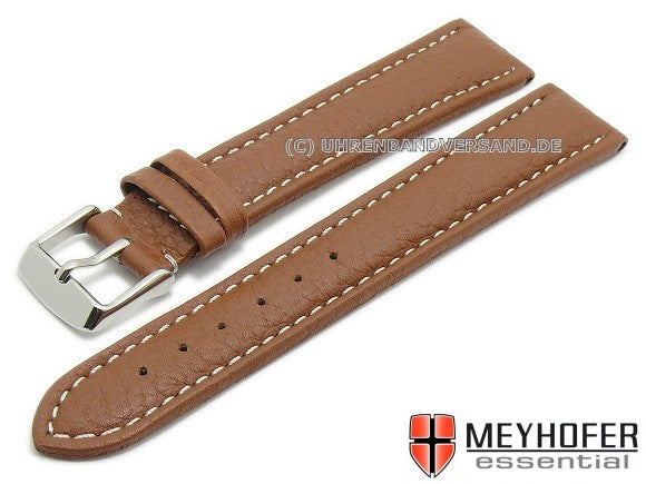 Uhrenarmband Arendal 18mm hellbraun Leder genarbt helle Naht von MEYHOFER (Schließenanstoß 18 mm)